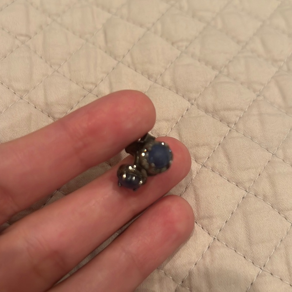 Sapphire and Diamond studs overs silver